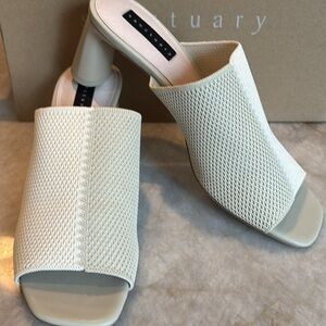 Spring Summer Eco Knit Mule Shoes Heeled Sandals Taupe Ivory Sanctuary 8.5